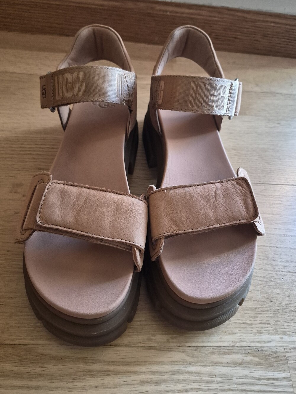 UGG Tan Chunky-Strap Platform Sandals